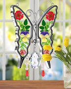 KY&BOSAM Butterfly Glass Crystal Pressed Flower Suncatchers Window Hanging - Image 2