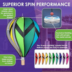 Hot Air Balloon Hanging Garden Spinner 22" - Vibrant Chevron Rainbow Design, Weather-Resistant Outdoor Decor, Durable & Lightweight for Patios, Yards, and Gardens - Eye-Catching Wind Spinner - Image 4