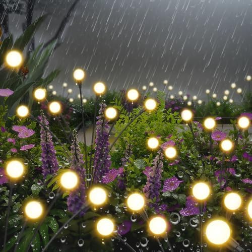 Solar Lights Outdoor-8Pack 64LEDs Solar Garden Firefly Lights Outside,Solar Powered Light Outdoor and Garden Decorative IP65 Waterproof,Yard Patio Pathway Decor,Gardening Gifts for Women,Warm White - Image 3