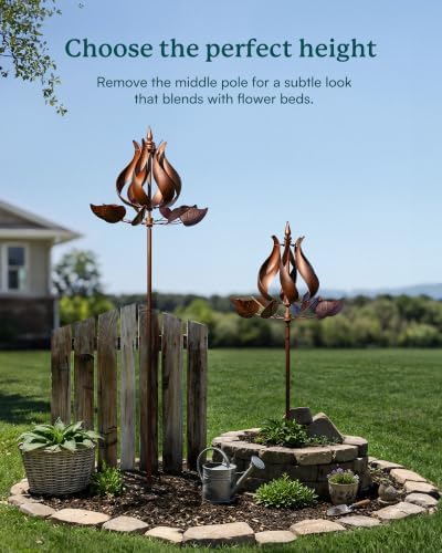 Wind Spinners Outdoor - Large Tulip Metal Wind Spinners with Stake, Garden Windmill Yard Spinner Lawn Decor (24" W x 75" H) - Image 6