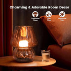 ULAROOM USB Plug-in Vintage Mushroom Lamp Small Bedside Table Lamp with 3 Temperature LED Bulb,Free Dimming Nights Light for Bedroom/Living Room/Entryway/Corner Decor New Home Gift (Golden Amber) - Image 4