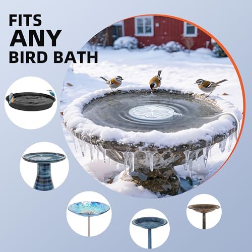 Bird Bath Heater for Outdoors in Winter, 110W Birdbath Water Heater Full-Covered Aluminum, Bird Bath Deicer Pond Deicer with Thermostatically Control, Chicken Water Heater, 4.92 Ft Power Cord (White) - Image 6