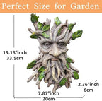 13.2" Real Tree Face Hugger Statue, Resin Elves Sculpture with Foliage Features, Large Outdoor Tree Hugger for Yard Art, Halloween Trees Decorations Outdoor Wall Mounted Statue - Image 3