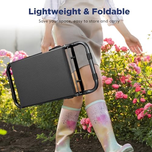 Tovve Foldable Garden Kneeler and Seat, Heavy Duty Garden Stool with 10" Wide Detachable Kneeling Pad, Portable Garden Bench Chair with Large Garden Tool Bag, Gardening Gifts for Women, Seniors, Mom - Image 5