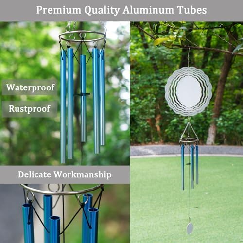 4 Packs Sublimation Wind Chime Wind Spinner Blanks Set 3D Aluminum Metal Wind Sculpture Kinetic Spinners Chimes for Yard and Garden Indoor Hanging Decoration (Classics) - Image 3
