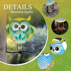 Owl Garden Decor Set of 3 Metal Glass Stand Tree Hugger Fence Outdoor Stake - Image 5