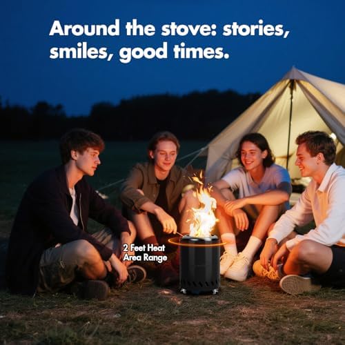 9.7 x 7.1 Inch Tabletop Fire Pit by AmazStove, Low Smoke Camping Stove for Outdoor Safe Burning Firepits, Fueled Pellets or Wood, Travel Bag Included (Black, 9.7 x 7.1 INCH) - Image 7