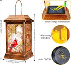 Cardinal Solar Lanterns Outdoor Hanging Lanterns, Metal Glass Garden Decor Solar Lights, Gifts for Women Mom Birthday Grandma Mothers Day, Waterproof Decorative Lantern for Outside Patio Yard - Image 3