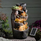 31.7" Tall Rock Solar Water Fountain Outdoor Waterfall by Pivotify