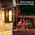 BesLowe Porch Lights with Outlet, Brown Modern Outdoor Wall Light Fixtures - Image 5