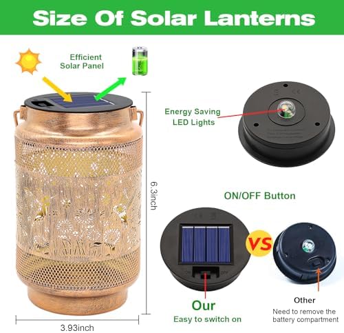 2 Pack Hummingbird Solar Lanterns Outdoor Waterproof Garden Decor, Birthday Gifts for Women Mom Grandma, Metal Hanging Solar Lights for Yard Patio Pathway Backyard Porch - Image 2