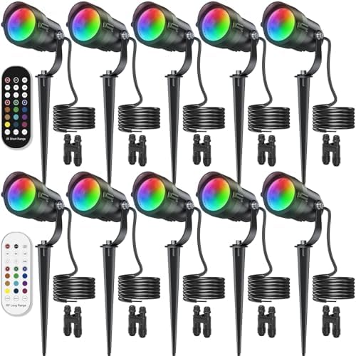HIBOITEC RGBW Low Voltage Landscape Lighting 10P with Remote Connectors by HIBOITEC
