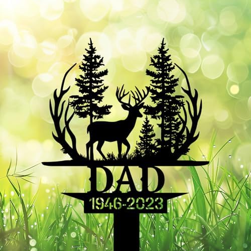 Personalized Hunter Grave Marker Deer Hunter Dad Memorial Memorial Garden Stake 8-24 inch Hunter Dad Loss Gift, Hunter Memorial Gift Loss of Loved One (Deer Hunter Dad Memorial) - Image 4