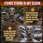 10" Solar Tiki Statue, Tribal Warrior with LED Eyes, Outdoor Tiki Decor - Image 5