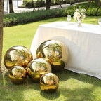 Tableclothsfactory 2 Pack Gold Stainless Steel Gazing Globe Mirror Ball, Reflective Shiny Hollow Garden Spheres - 12" - Image 7