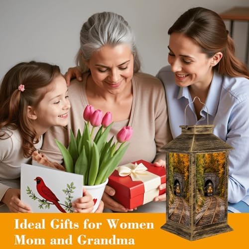 Solar Lantern Outdoor Waterproof Train Coming Tunnel Garden Decor LED Hanging Solar Lights Tabletop Lamp Gifts for Women Mom Outside Yard Patio Porch - Image 4