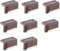 Solar Outdoor Fence Step Lights, 8pcs Brown IP44 LED Outdoor Stair Lights, 1400mAh, Suitable for Courtyards, Decks, Steps, Walkways, and Lawn Paths by GTQPS