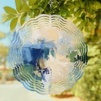 Abstract Graffiti Wind Spinners Outdoor Blue Beige Oil Painting Theme 3D Stainless Steel Wind Spinner for Yard Kinetic Sculpture Hanging Spinning Ornament for Garden Patio Porch 12 Inch - Image 6
