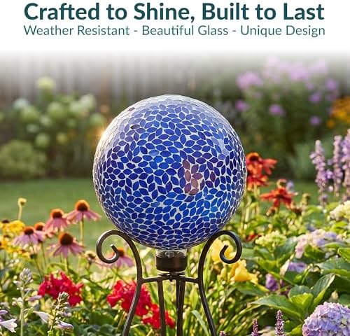 Sunnydaze 10" Mosaic Glass Gazing Ball for Garden, Globe for Outdoor Decor - Image 2