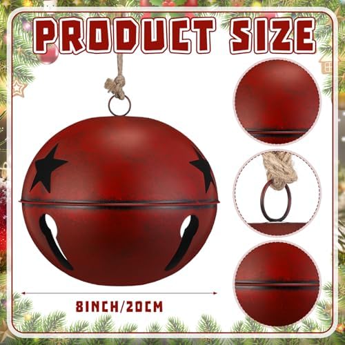 Civaner 1 Pcs 8 Inch Giant Metal Christmas Burgundy Jingle Bell - Image 2