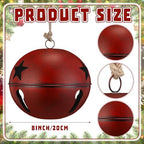 Civaner 1 Pcs 8 Inch Giant Metal Christmas Burgundy Jingle Bell - Image 2