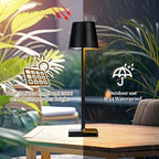 2 Pack Cordless Table Lamps,Rechargeable Outdoor Solar LED Lamp,Portable USB Desk Lamp Waterproof,2000mAh Battery Operated,Touch Stepless Dimming Light for Bedroom,Restaurants,Patio,Camping,Black - Image 6