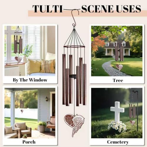Indoor/Outdoor Memorial Wind Chime — A Heartfelt Gift for Retirement, Friendship, New Home, Thanks & Remembrance | Tunable Low-Pitch Tubes, 37.4 Inches | Ideal for Balcony, Garden, or Patio - Image 6