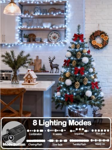 2 Pack Extendable 600 LED Christmas String Lights Indoor Outdoor Cool White - Image 2