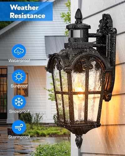 VIANIS 2 Pack Motion Sensor Outdoor Lights, Black Outside Light Fixtures - Image 5
