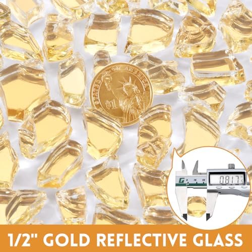 GasSaf 1/2 Inch Gold Fire Glass Reflective Tempered Fireglass, 20 lb - Image 2