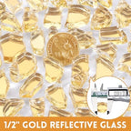 GasSaf 1/2 Inch Gold Fire Glass Reflective Tempered Fireglass, 10 lb - Image 2