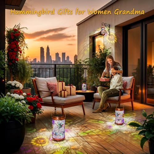 2Pack Solar Lanterns Outdoor Waterproof Hummingbird Garden Gifts for Mom, Multicolor Solar Lights Lantern for Backyard Garden, Pathway, Outside, Mothers' Day Gifts for Women Grandma - Image 2