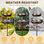 Outdoor Freestanding 2‑in‑1 Bird Bath & Feeder, 43 Inch Vintage Metal Bird Bowl with Upgraded 5‑Pronged Stable Ground Stake Base, Decorative Ornament for Lawn, Yard & Garden - Image 5