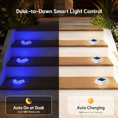 Solar Deck Lights Outdoor, Waterproof Solar Driveway Lights - Image 4