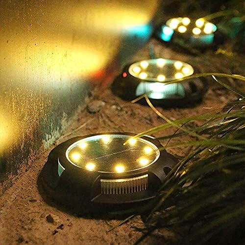 Solar Ground Lights, 8+4 LED Outdoor Solar Disk Lights, Waterproof Bright in-Ground Lights Solar Garden Lights for Landscape Deck Walkway Outdoor, 4 Pack - Image 4