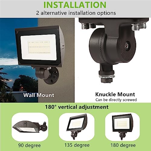 100W Outdoor LED Flood Light with Plate, 5000K Daylight 13000LM 120V, UL Waterproof LED Security Flood Lighting for Wall Wash/Sign/Flagpole/Tree/Yards/Advertising Boards - Image 3