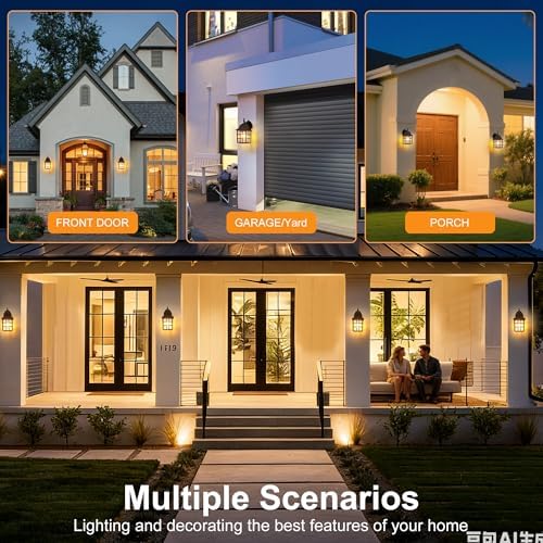 Dawn to Dusk Sensor Outdoor Wall Light Fixtures Waterproof Anti-Rust Exterior Lighting Fixtures Black Outdoor Wall Lantern for Porch Patio Front Door Garage House - Image 7