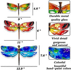 John's Studio Dragonfly Wall Decor Outdoor Metal Garden Hanging Art Glass Sculptures Home Insect Theme Decorations for Living Room, Bedroom Yard, Fence and Patio - 3 PCS - Image 2