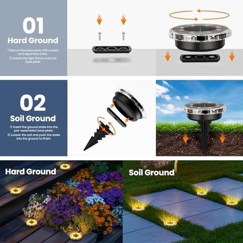 SOLPEX Solar Ground Lights Outdoor, Pathway Lights 20 Pack Warm White - Image 6