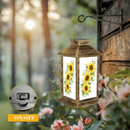 Solar Lantern Outdoor Waterproof Sunflowers Bouquet Watercolor Hand Painted Garden Decor LED Hanging Solar Lights Tabletop Lamp Gifts for Women Mom Outside Yard Patio Porch - Image 5