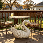 12.6" Swan Planter Statue Resin Weatherproof Outdoor, White - Image 7
