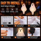 6 Pack Halloween Ghost Solar Lights, Ghost Pathway Lights with Stakes - Image 3