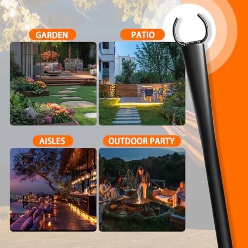 6 Pack 10Ft String Light Poles, Metal Poles with Fork for Outside Lights,Outdoor Metal Light Stand with Fence Brackets Hanging Lights for Garden Patio Wedding Backyard Deck Party - Image 2