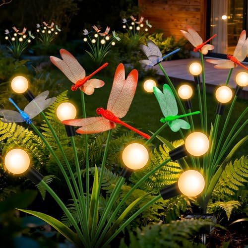 4 Pack Dragonfly Solar Garden Lights Outdoor, 24 LEDs Solar Firefly Lights - Image 5