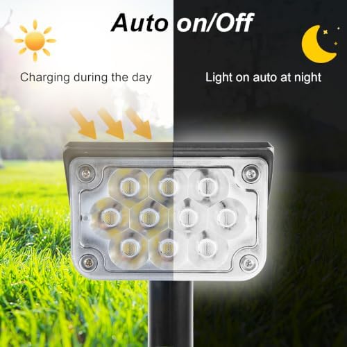 6000K Cool White Solar Spot Lights Outdoor,20 LEDs Solar Landscape Spotlights with Adjustable Panel,Waterproof IP65 Dusk to Dawn Lighting for Yard Garden Wall Tree Halloween Christmas 4 Pack - Image 3