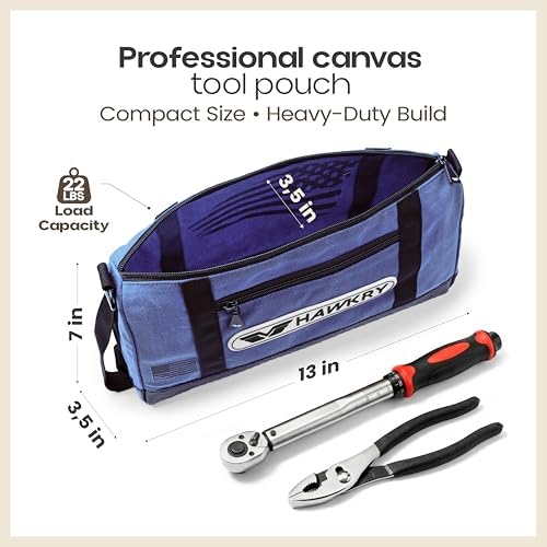 HAWKRY Heavy Duty Canvas Tool Bag Set of 2 – Waterproof Canvas Zipper Pouch, Garden Tool Bag, Construction Bags Heavy Duty, Small Zipper Pouch, Motorcycle Tool, Multipurpose Fishing Bag - Image 2