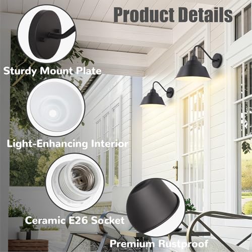 10'' Outdoor Gooseneck Barn Light Fixtures, Farmhouse Outside Wall Sconces - Image 3