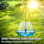 Solar Cascade Hanging Bird Bath Fountain, Solar Powered Hanging Bird Bath Fountain with Solars Pump & Glass Bowl, Large Solar Cascade Fountain for Outdoor, Gardens (Purple) - Image 4