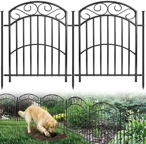 5 Panel 32in Decorative Garden Fence, 11ft No Dig Metal Border by KYATE