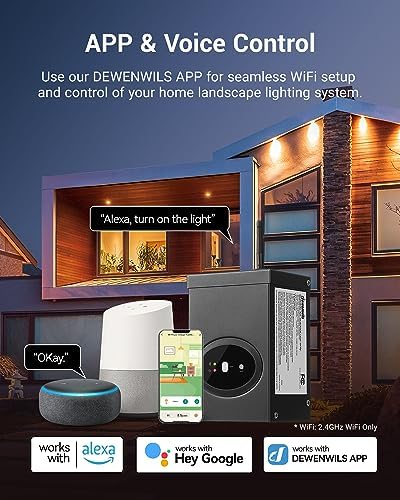 DEWENWILS 300W Smart Low Voltage Transformer, Compatible with Alexa and Google Home, 120V AC to 12V AC for LED Landscape Lights, Outdoor Lighting, ETL Listed, Waterproof, Schedule and Timer - Image 2